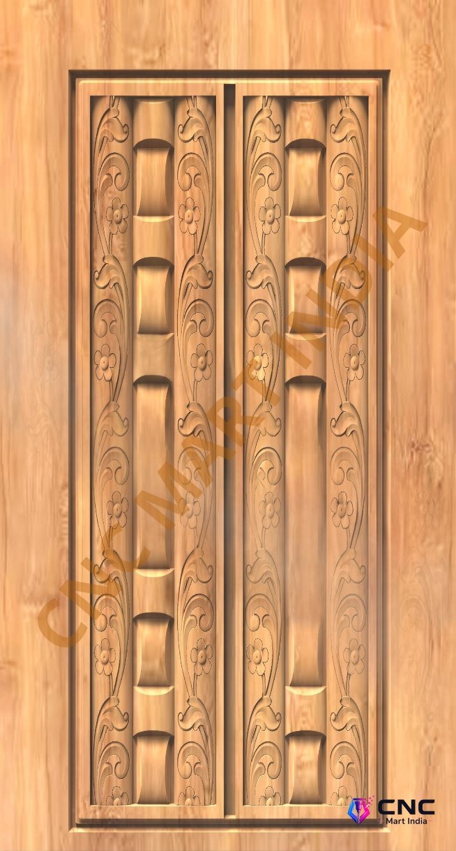 GSK EMBOSSING - EMD-59 Elegant Floral Scrollwork Carved Door 3D Model